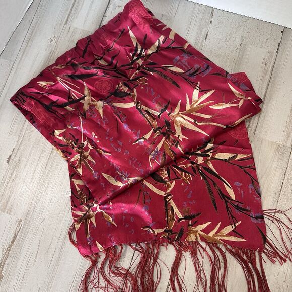 Silk Neck Scarf Asian Fringe Party Cocktail Luxury Japan Gift Travel Accessory - Picture 5 of 6